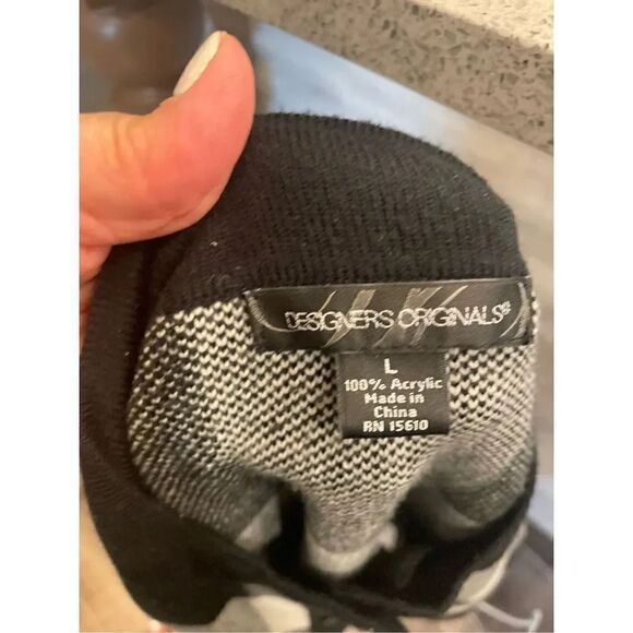 Designers originals L 3/4 sleeve 3 button front open bottom cardigan black white - Picture 8 of 8